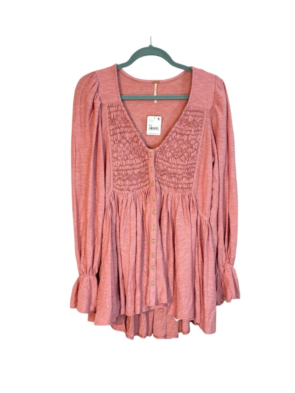 Free People NEW Tunic Top Size XS Rose Pink Hi Low Don't Call Me Baby $128